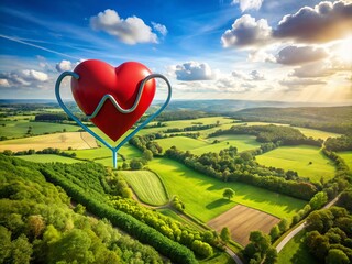 High Blood Pressure Awareness Icon with Drone Photography Perspective for Health Campaigns