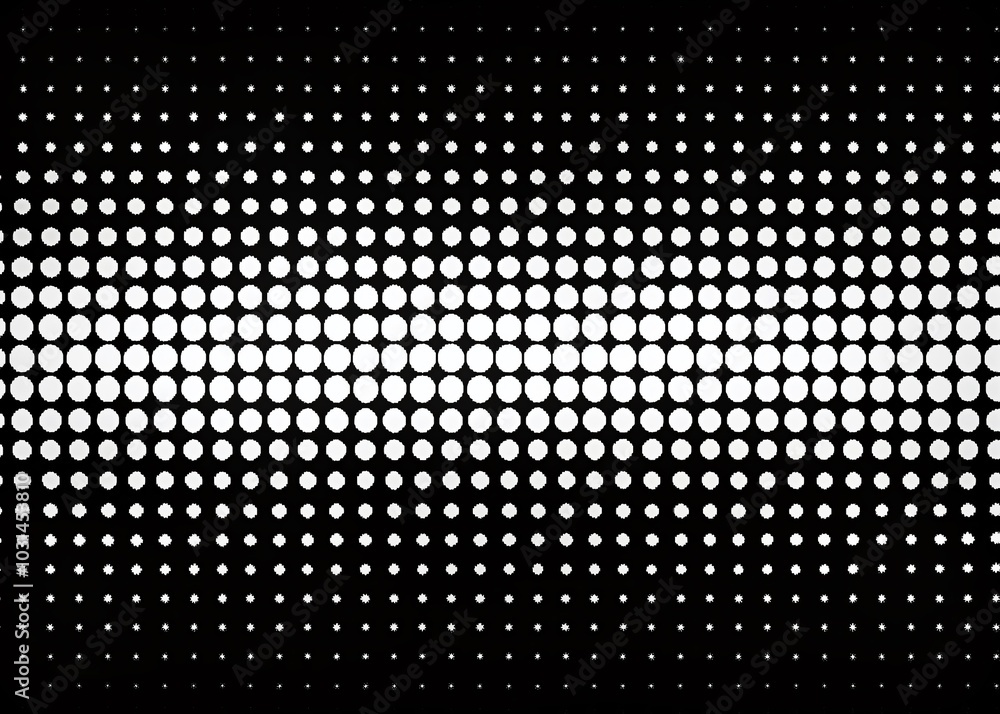 Poster high dynamic range dot gradation pattern in white on black background for modern design