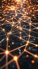 Fototapeta premium Abstract digital technology background with network colorful connection lines
