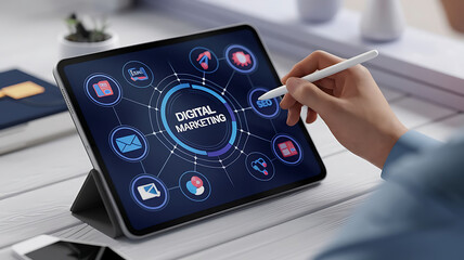 Digital marketing technology concept. SEO, Ads, Marketing Digital.search engine optimization,
SMM, social media marketing, video advertising, digital advertising,