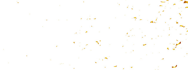 Golden glitter confetti falling down on transparent background. Vector illustration.