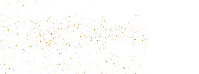 Abstract doted and confetti golden glitter and zigzag ribbon particles splatter on transparent background. Luxury golden glitter confetti that floats down falling bokeh celebration background.