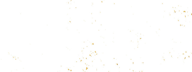Abstract doted and confetti golden glitter and zigzag ribbon particles splatter on transparent background. Luxury golden glitter confetti that floats down falling bokeh celebration background.