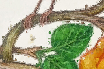 Oil paintings and various flowers, lotus leaves, lotus flowers, fruits, birds, roses, peonies, beautiful flowers