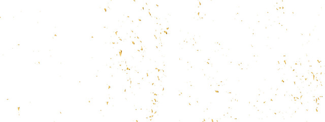 Abstract doted and confetti golden glitter and zigzag ribbon particles splatter on transparent background. Luxury golden glitter confetti that floats down falling bokeh celebration background.