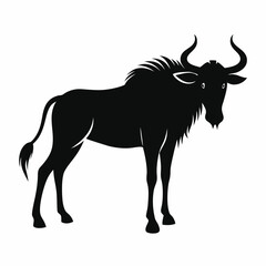 Solid color Wildebeest animal vector design