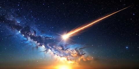 clear night sky with meteor