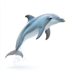 A playful dolphin leaps gracefully through the water, showcasing its agility and beauty in a serene aquatic environment.