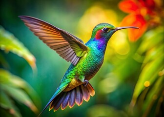 Fototapeta premium Hummingbird in Flight - Vibrant Portraits of Trinidad's Southern Caribbean Beauty
