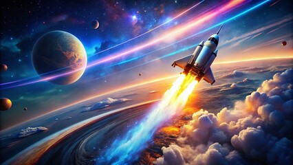 Hyperspeed Flight Through Clouds into Earth's Orbit - Stunning Bokeh Effect