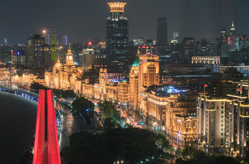 shanghai skyline at night