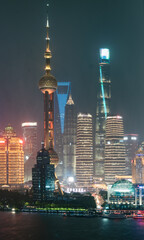 shanghai skyline at night