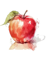 水彩で描いたリンゴの絵