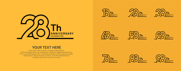 Anniversary logo set vector design, black color for celebration event