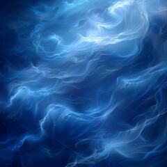 Abstract Blue Smoke with Glowing Particles