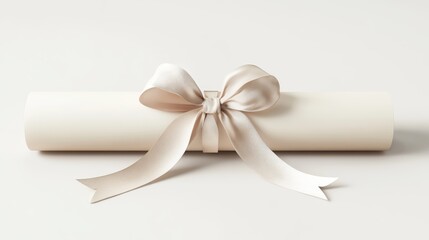 Rolled Diploma with White Ribbon and Bow