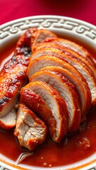 Fototapeta premium Chinese traditional dish roasted crispy Peking Duck served