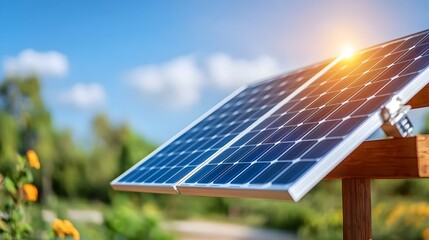 Obraz premium A contemporary house with solar panels installed on the roof capturing renewable energy from the sun to power the home in an eco friendly and sustainable manner