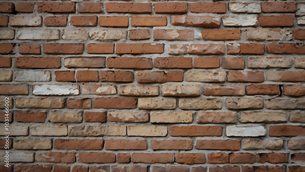 Poster abstract rustic brick wall background with a classic, uneven layout, vary in color, ranging from dee