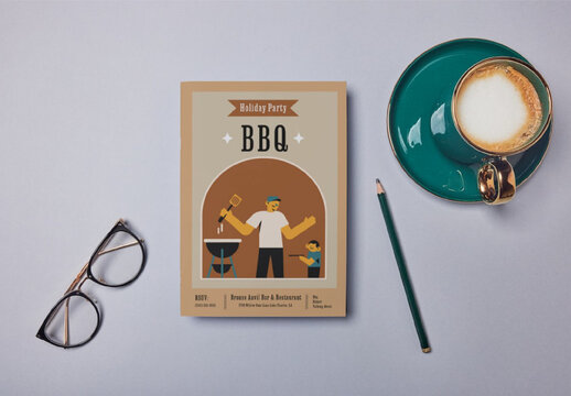 Brown Holiday BBQ Flyer Template