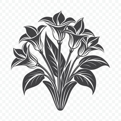 Elegant Floral Bunch with Calla Lily Silhouette in Vector Art Illustration