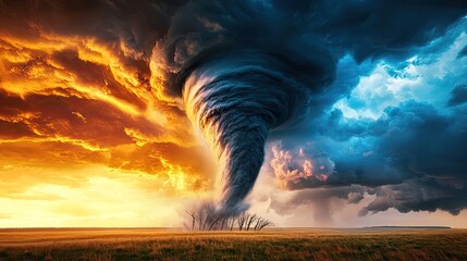 Massive Tornado Moving Toward Forested Area