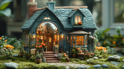 Small house featuring a porch and garden