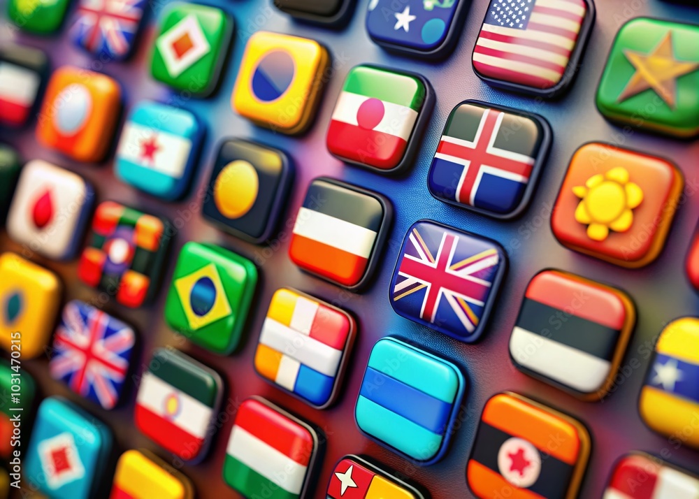 Poster language icon collection in various styles for web and mobile ui design