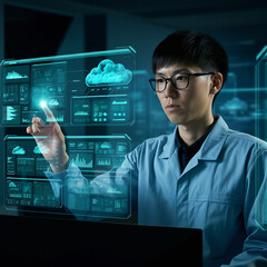 クラウドシステムを操作するIT技術者