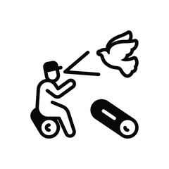 Black solid icon for birds watching