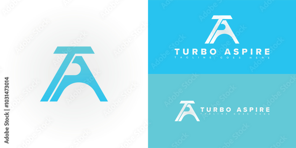 Aufkleber modern initial vector letter ta or at logo in blue color isolated on multiple background colors. the