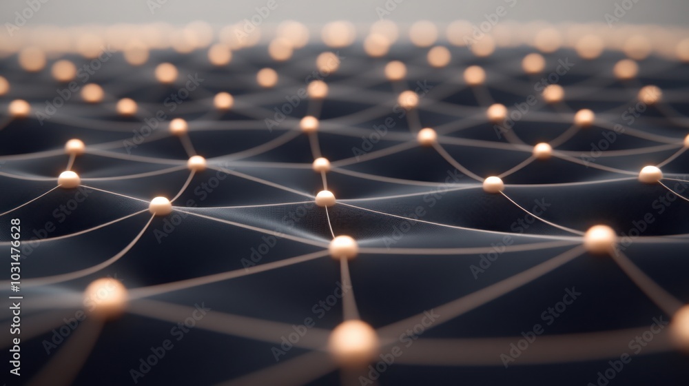 Poster futuristic molecular network with layered structure