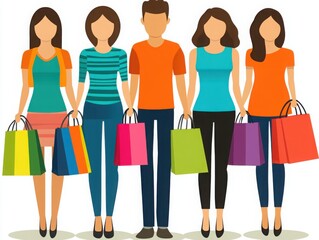 Obraz premium Friends Enjoying a Fun Shopping Spree Together