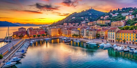 Fototapeta premium Long Exposure Serenity at Port de Nice - Scenic Coastal Views for Stock Photography