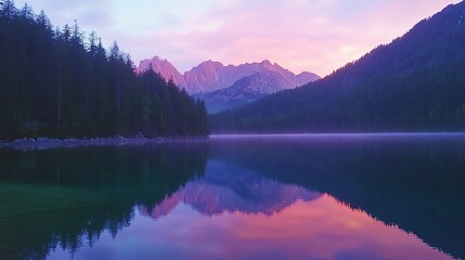 Serene Mountain Reflection at Sunrise