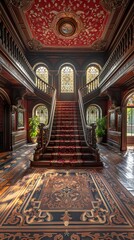 Obraz premium Grand Staircase in a Historic Mansion - Interior Design Inspiration