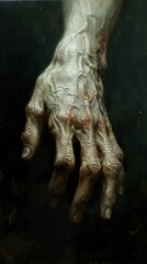 Detailed Painting of a Human Hand with Visible Veins