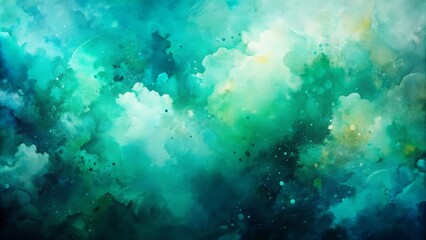 Obraz premium Teal and green abstract watercolor background design.
