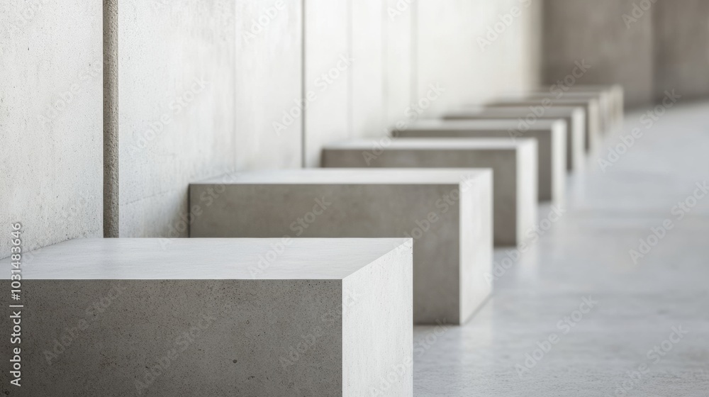 Poster abstract harmony, a series of uniform blocks arranged with precision, exuding minimalism and subtle 