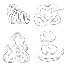 set of funny snakes symbol of the year 2025