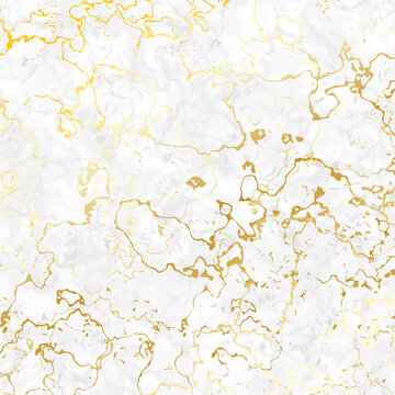 Elegant white and gold marble stone realistic background. Vector illustration
