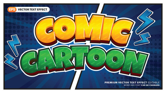 Comic Cartoon Vector Text Effect with Comic Book Style