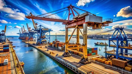 Macro Photography of Shipbuilding Titan Crane and Cantilever Crane at Port