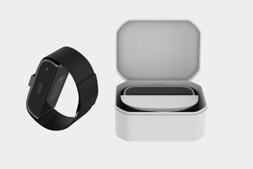 Smart Health Band Sleep Heart Rate Monitoring Motion Tracking Automatic Health Bracelet. 3d illustration