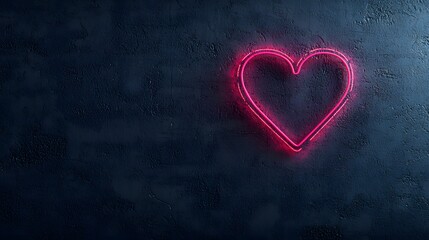 Radiant Neon Heart Illuminating a Dark Background, Symbolizing Love and Passion in Modern Decor. Glow Time Concept