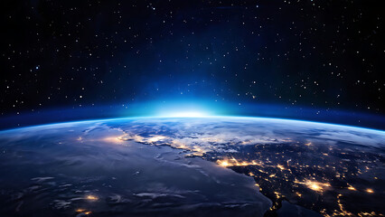 Fototapeta premium glowing earth from space north america at night with city lights and celestial wonders digital illustration