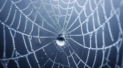 Intricate Spider Web with Dew Drops in High Fidelity