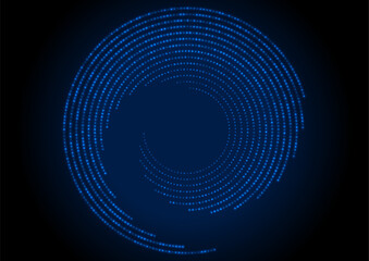 Futuristic glowing tech blue spiral halftones circles abstract background. Geometric minimal vector design © saicle