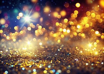 Merry Christmas Bokeh Lights Abstract Background - 2020 Gold Glitter Overlay for Festive Celebrations