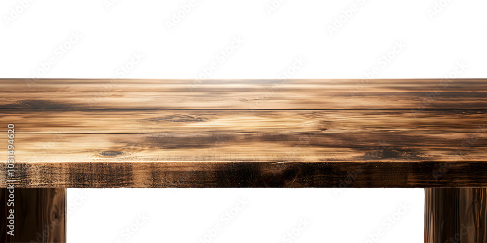 Poster a blank empty wooden table top for product placement. generative ai